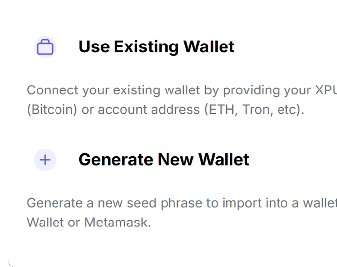 Connect or generate wallet